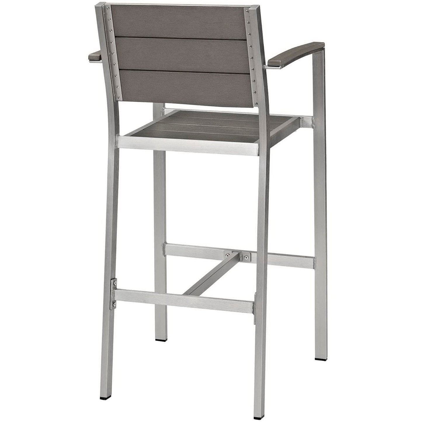 Shore 5 Piece Outdoor Patio Aluminum Bar Set in Silver Gray by Modway Bar Set Modway 