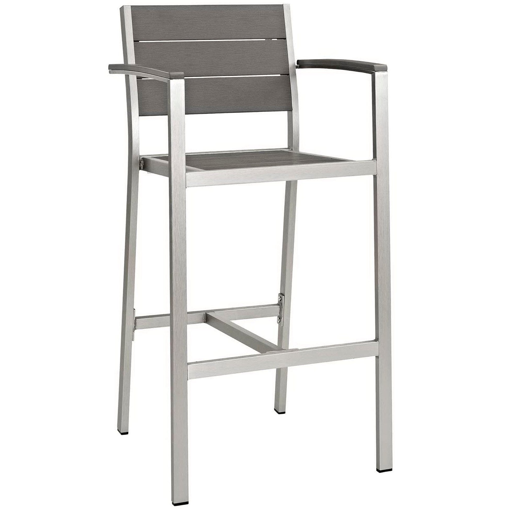 Shore 5 Piece Outdoor Patio Aluminum Bar Set in Silver Gray by Modway Bar Set Modway 