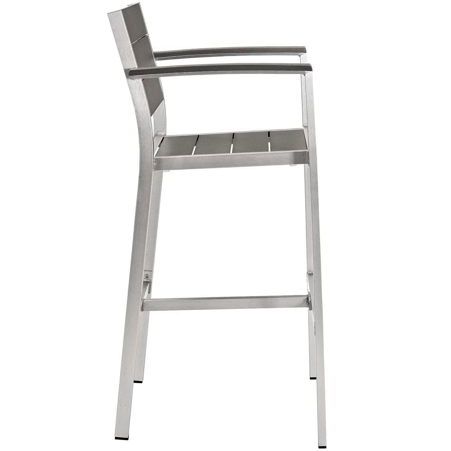 Shore 5 Piece Outdoor Patio Aluminum Bar Set in Silver Gray by Modway Bar Set Modway 