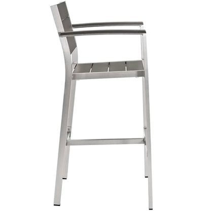 Shore 5 Piece Outdoor Patio Aluminum Bar Set in Silver Gray by Modway Bar Set Modway 