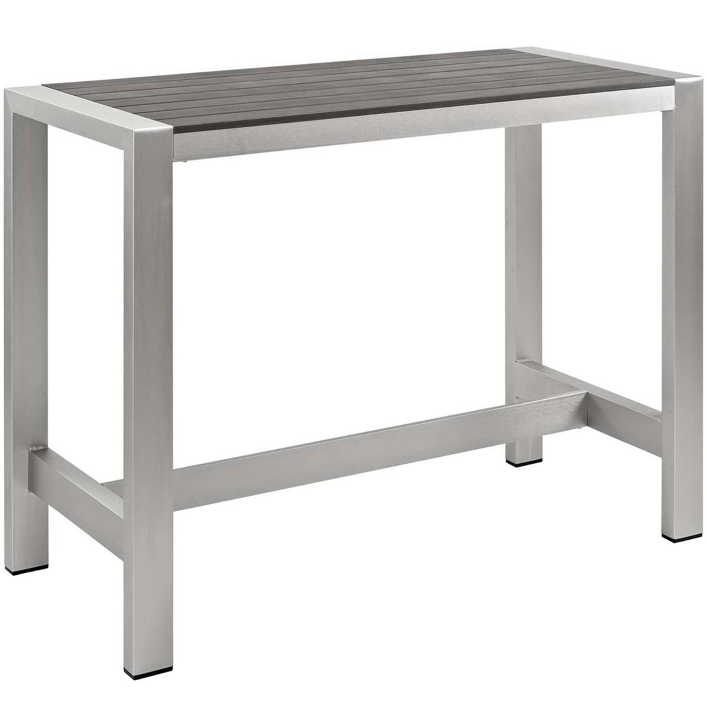 Shore 5 Piece Outdoor Patio Aluminum Bar Set in Silver Gray by Modway Bar Set Modway 