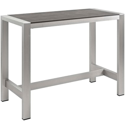 Shore 5 Piece Outdoor Patio Aluminum Bar Set in Silver Gray by Modway Bar Set Modway 