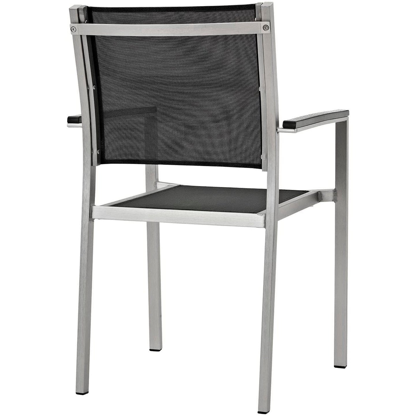 Shore 5 Piece Outdoor Patio Aluminum Dining Set in Silver Black by Modway Dining Set Modway 