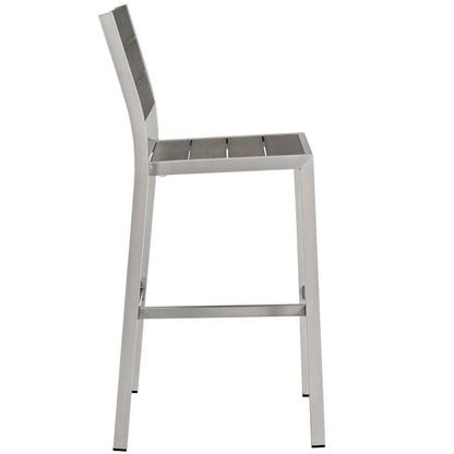 Shore 7 Piece Outdoor Patio Aluminum Bar Set in Silver Gray by Modway Bar Set Modway 