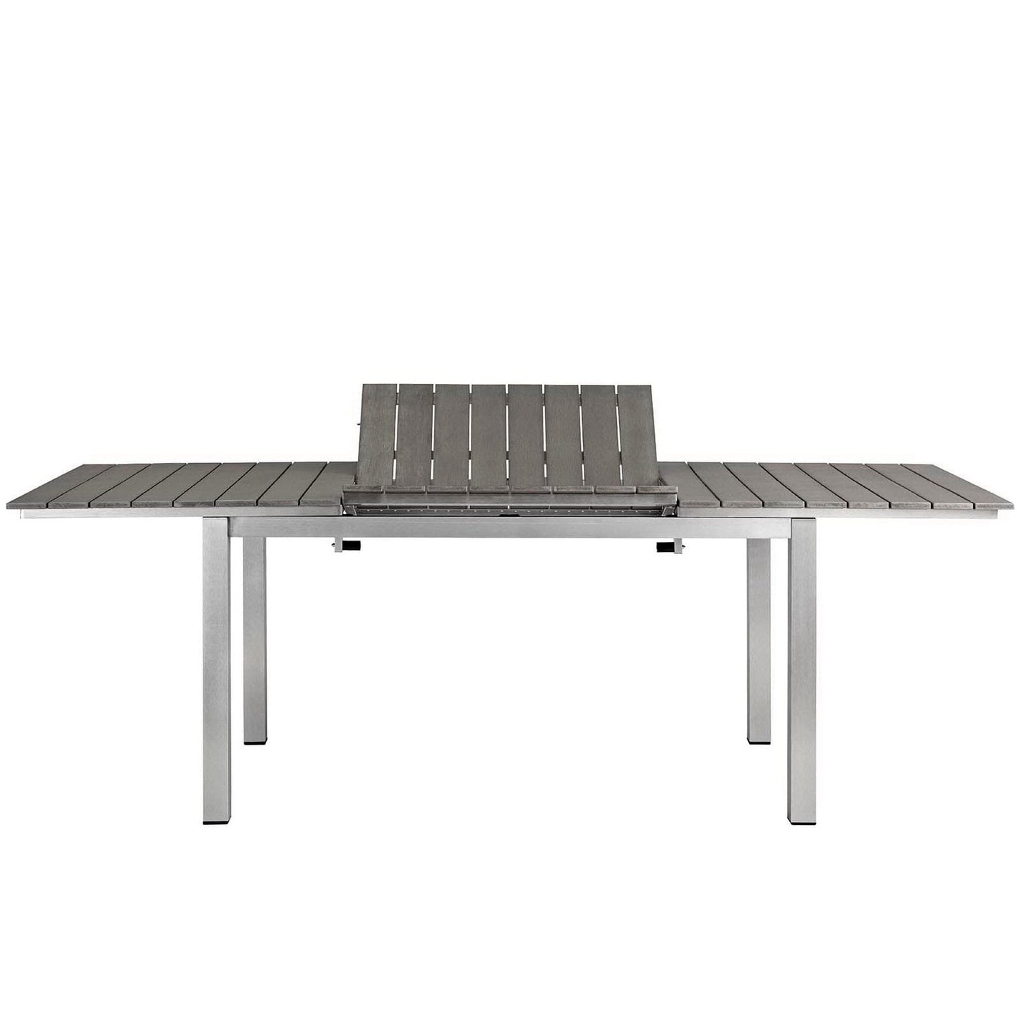 Shore 7 Piece Outdoor Patio Aluminum Dining Set in Silver Black by Modway Dining Set Modway 
