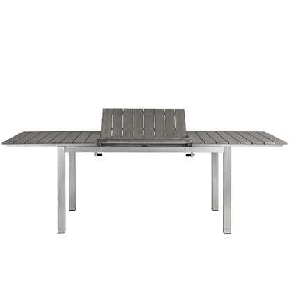 Shore 7 Piece Outdoor Patio Aluminum Dining Set in Silver Black by Modway Dining Set Modway 