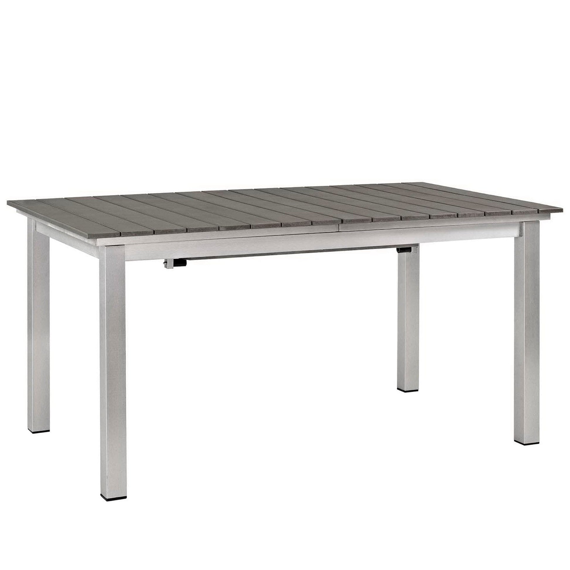 Shore 7 Piece Outdoor Patio Aluminum Dining Set in Silver Black by Modway Dining Set Modway 