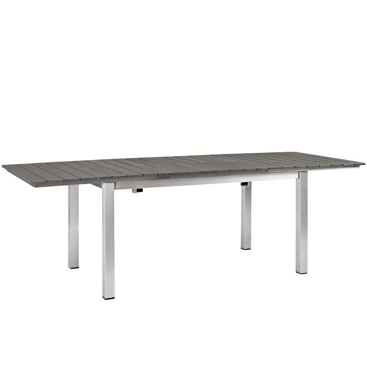 Shore 7 Piece Outdoor Patio Aluminum Dining Set in Silver Black by Modway Dining Set Modway 