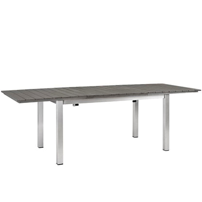 Shore 9 Piece Outdoor Patio Aluminum Dining Set in Silver Black by Modway Dining Set Modway 