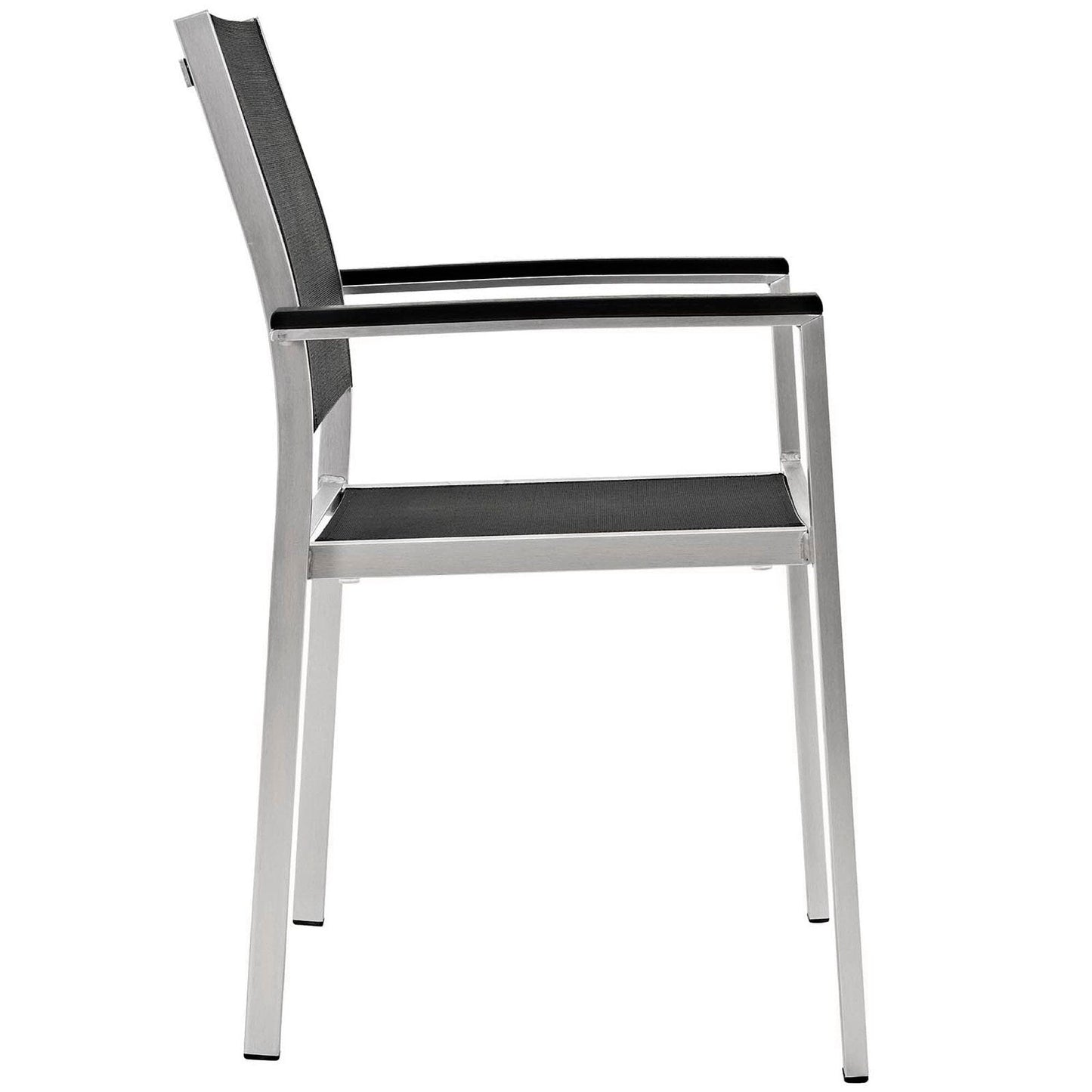 Shore 9 Piece Outdoor Patio Aluminum Dining Set in Silver Black by Modway Dining Set Modway 