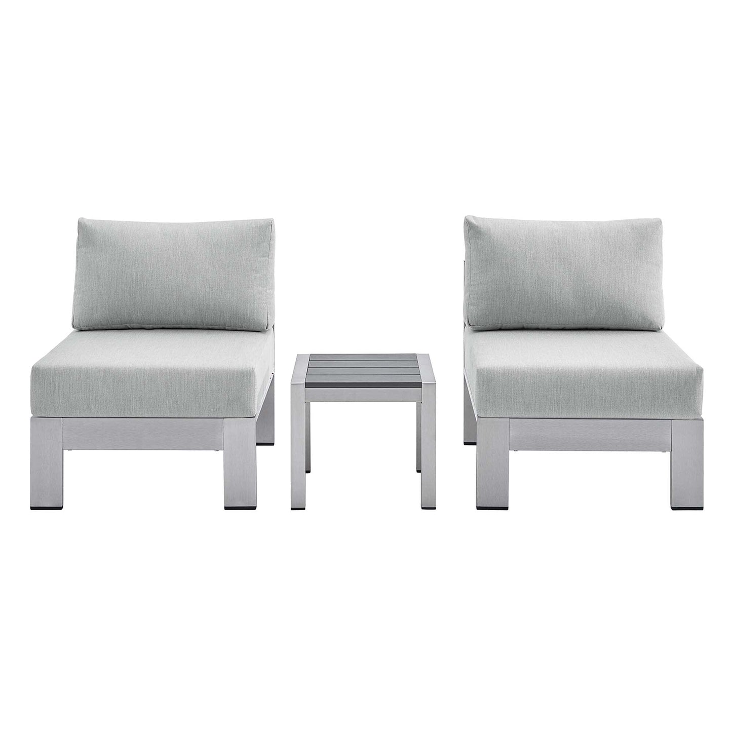 Shore Aluminum 3-Piece Bistro Conversation Set - Silver Gray by Modway Conversation Set Modway 