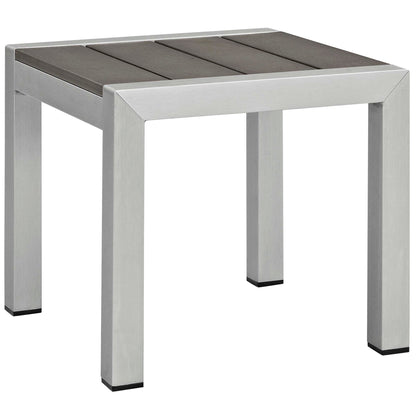 Shore Aluminum 3-Piece Bistro Conversation Set - Silver Navy by Modway Conversation Set Modway 