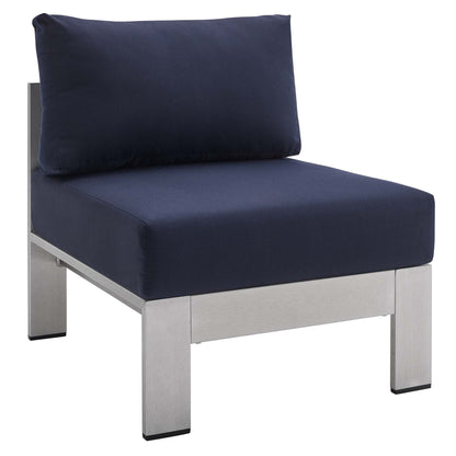 Shore Aluminum 3-Piece Bistro Conversation Set - Silver Navy by Modway Conversation Set Modway 