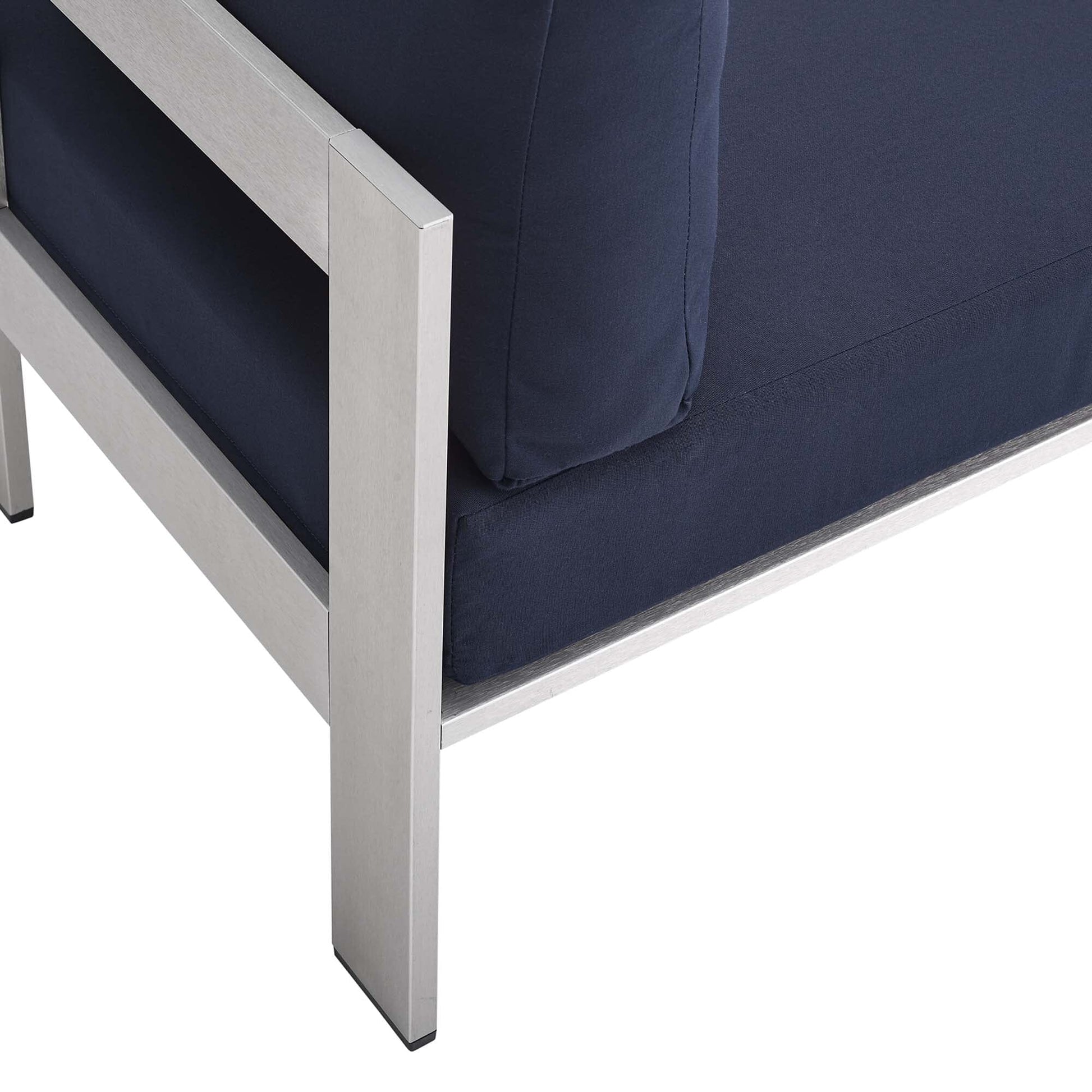 Shore Aluminum 3-Piece Bistro Conversation Set - Silver Navy by Modway Conversation Set Modway 