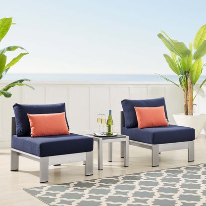 Shore Aluminum 3-Piece Bistro Conversation Set - Silver Navy by Modway Conversation Set Modway 