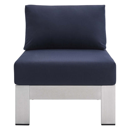 Shore Aluminum 3-Piece Bistro Conversation Set - Silver Navy by Modway Conversation Set Modway 