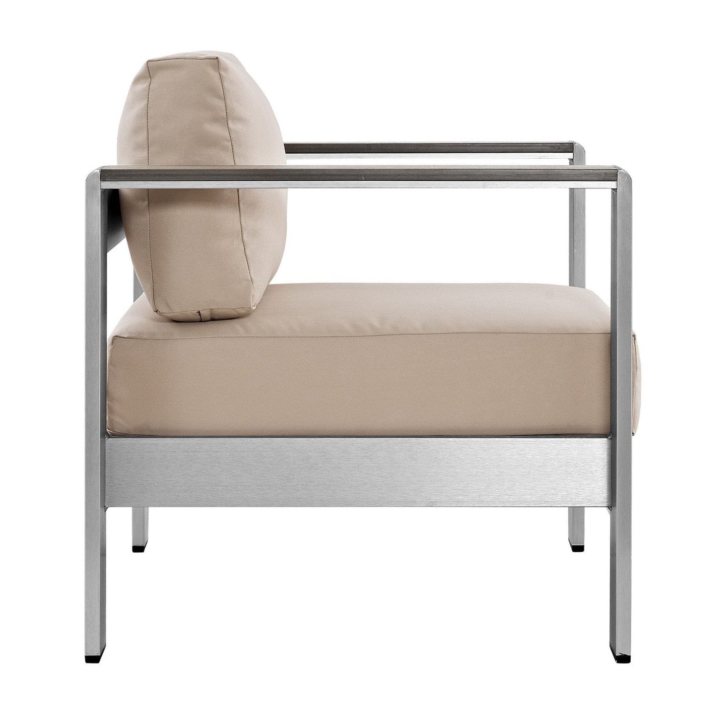 Shore Aluminum 3-Piece Conversation Set - Silver Beige by Modway Conversation Set Modway 