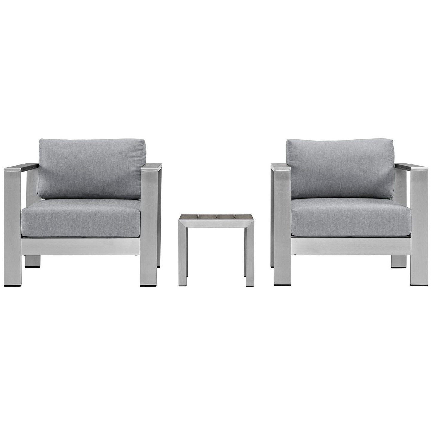 Shore Aluminum 3-Piece Conversation Set - Silver Gray by Modway Conversation Set Modway 