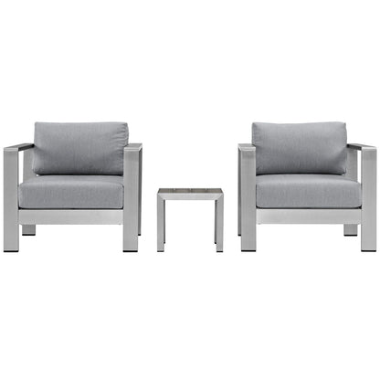 Shore Aluminum 3-Piece Conversation Set - Silver Gray by Modway Conversation Set Modway 