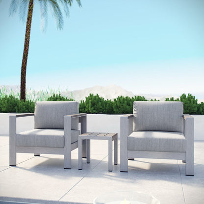 Shore Aluminum 3-Piece Conversation Set - Silver Gray by Modway Conversation Set Modway 
