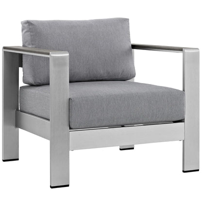 Shore Aluminum 3-Piece Conversation Set - Silver Gray by Modway Conversation Set Modway 