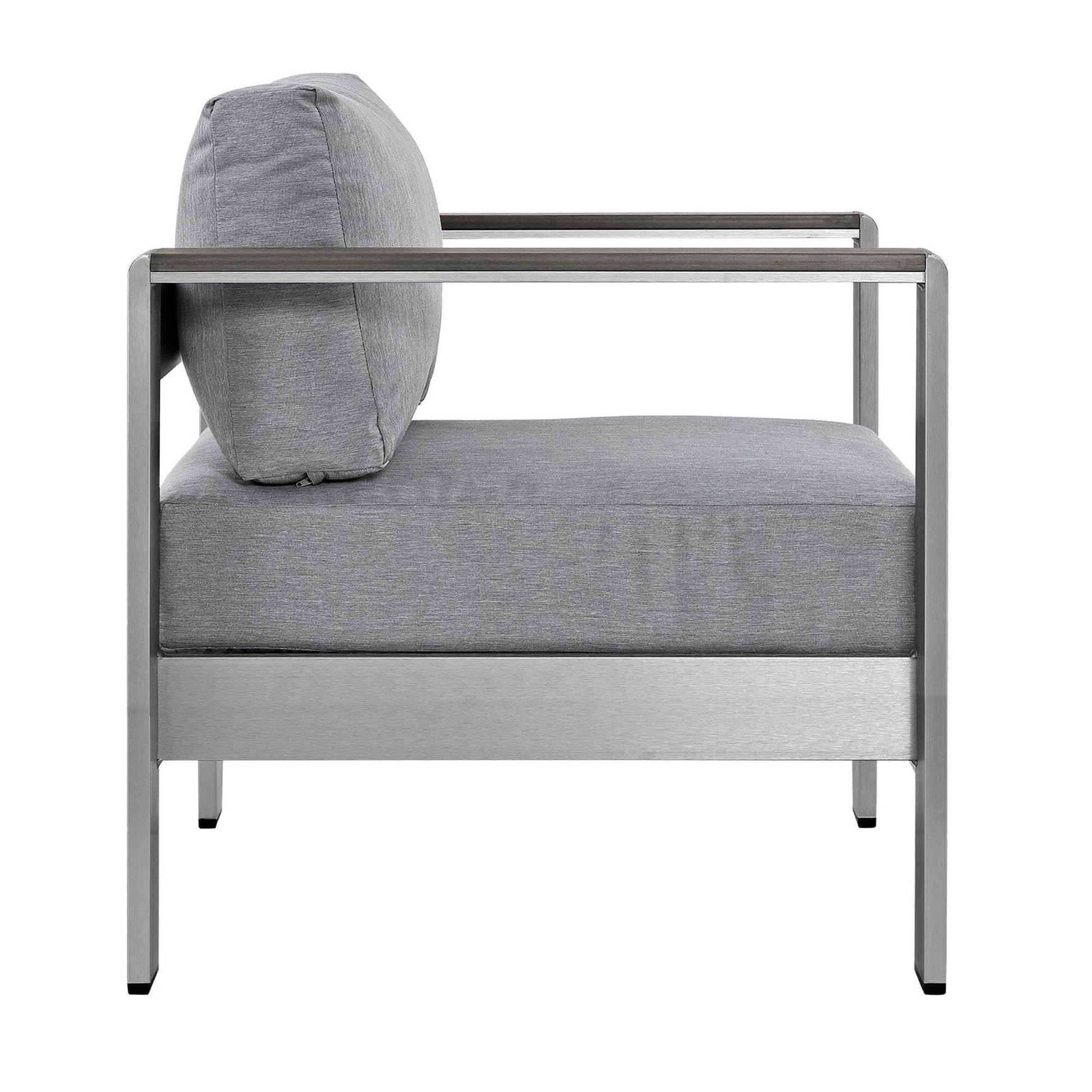 Shore Aluminum 3-Piece Conversation Set - Silver Gray by Modway Conversation Set Modway 