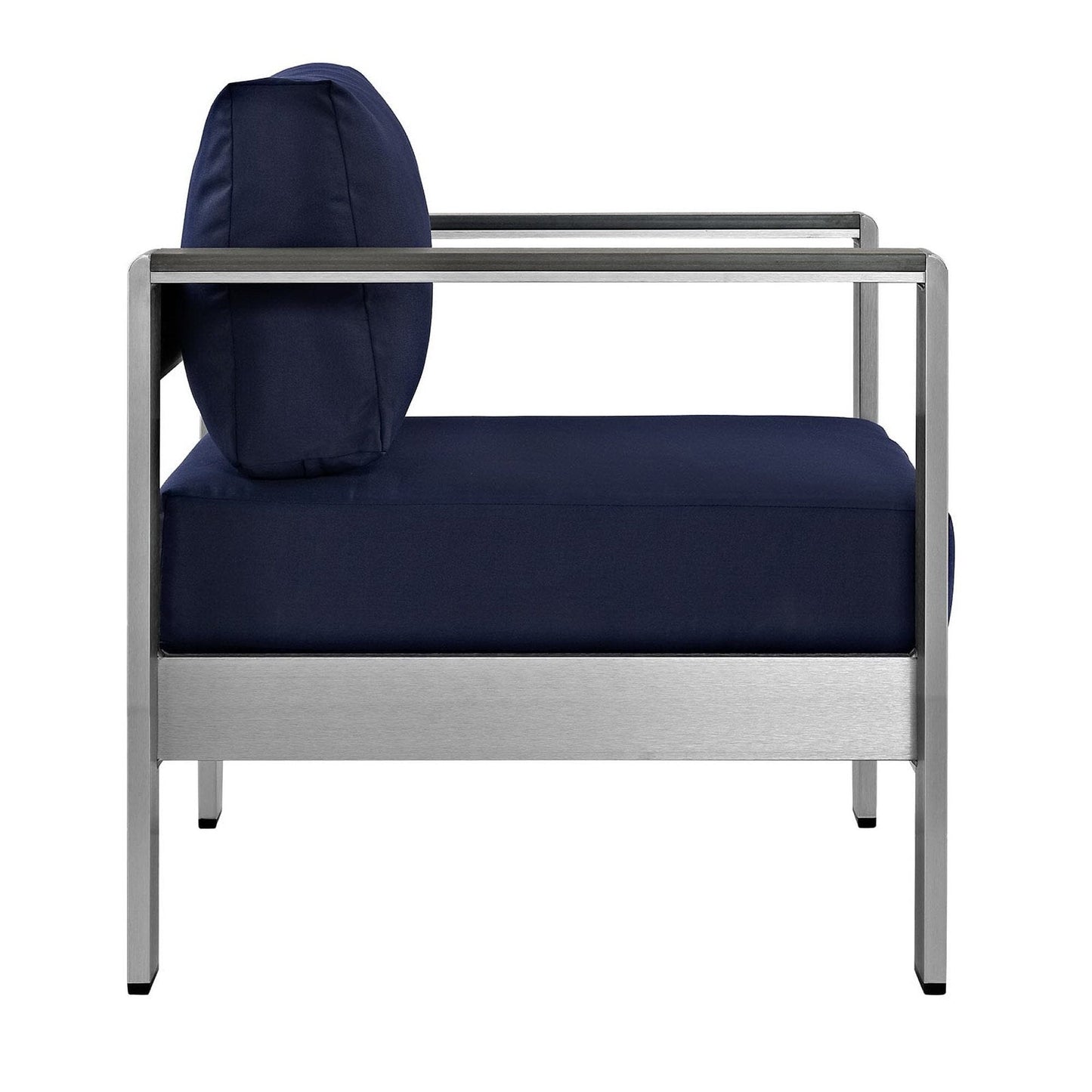 Shore Aluminum 3-Piece Conversation Set - Silver Navy by Modway Conversation Set Modway 