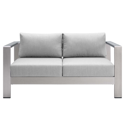 Shore Aluminum 3-Piece Patio Set - Silver Gray by Modway Conversation Set Modway 