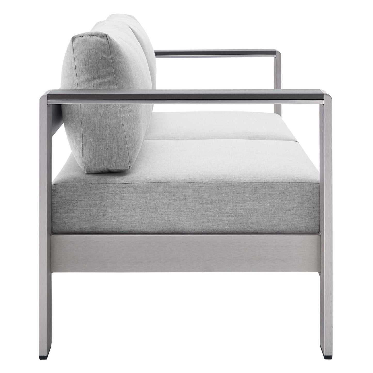 Shore Aluminum 3-Piece Patio Set - Silver Gray by Modway Conversation Set Modway 