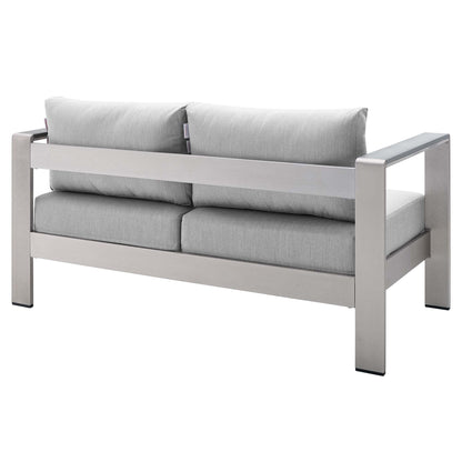 Shore Aluminum 3-Piece Patio Set - Silver Gray by Modway Conversation Set Modway 
