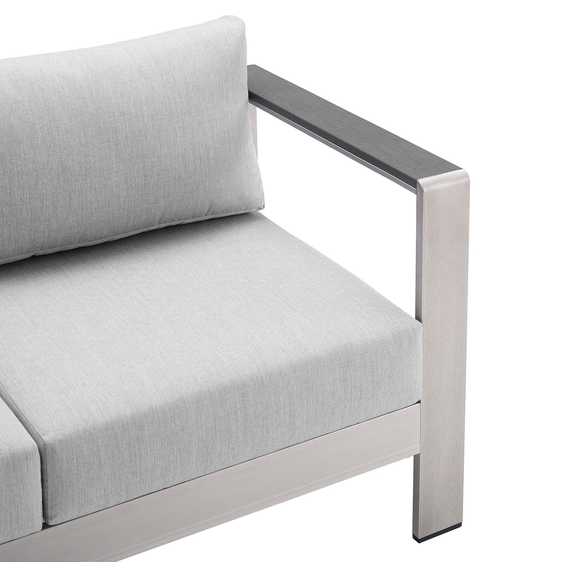 Shore Aluminum 3-Piece Patio Set - Silver Gray by Modway Conversation Set Modway 