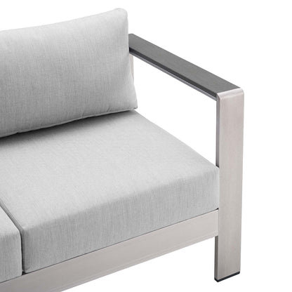 Shore Aluminum 3-Piece Patio Set - Silver Gray by Modway Conversation Set Modway 