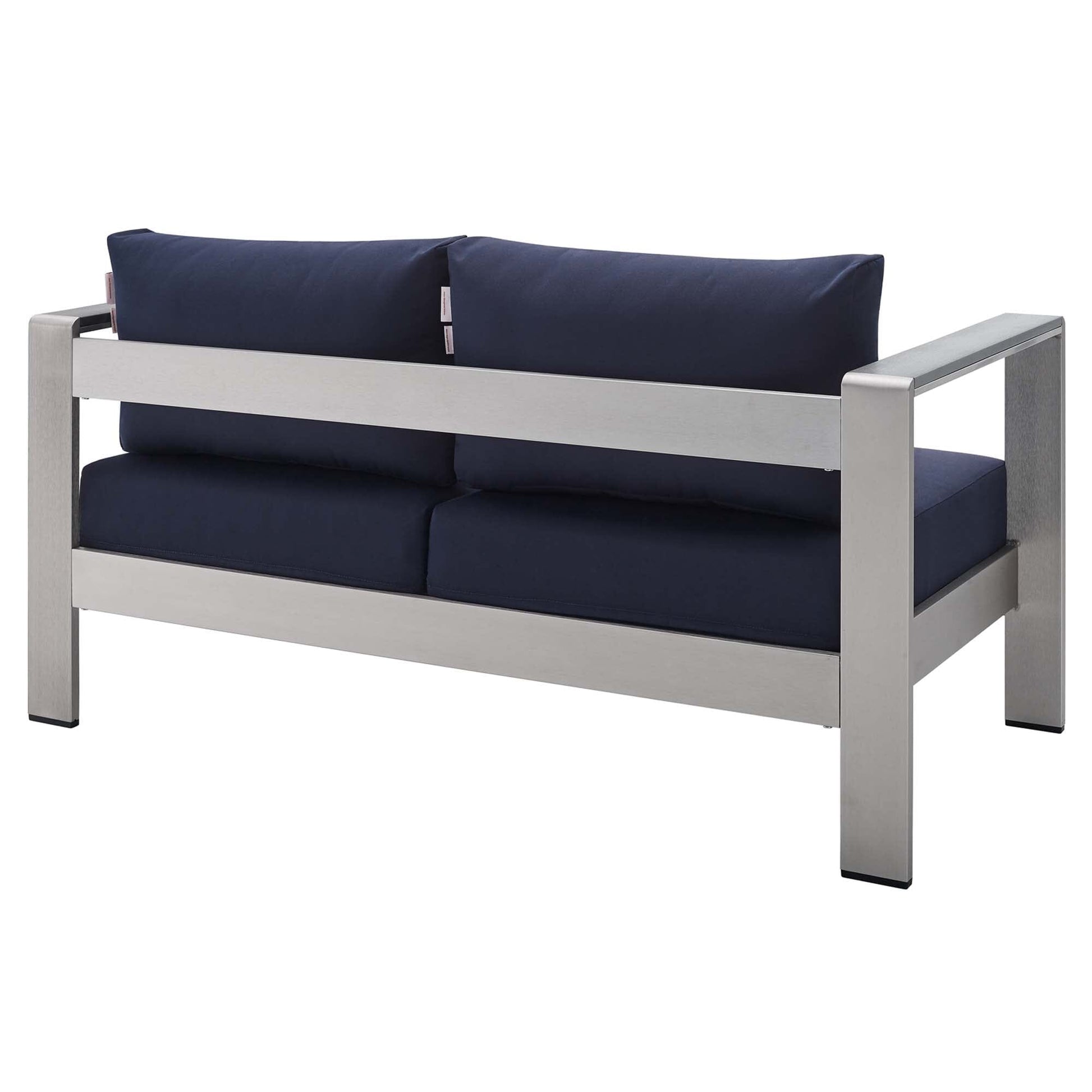 Shore Aluminum 3-Piece Patio Set - Silver Navy by Modway Conversation Set Modway 