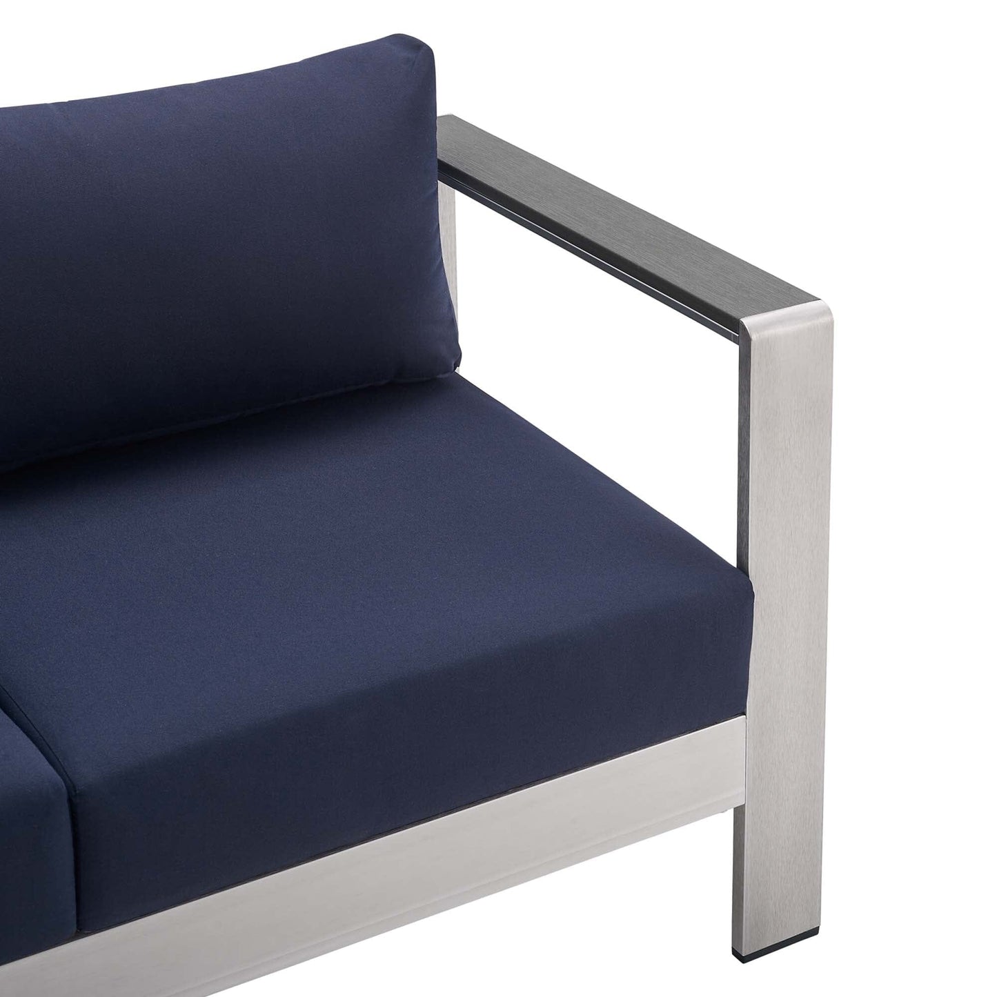 Shore Aluminum 3-Piece Patio Set - Silver Navy by Modway Conversation Set Modway 