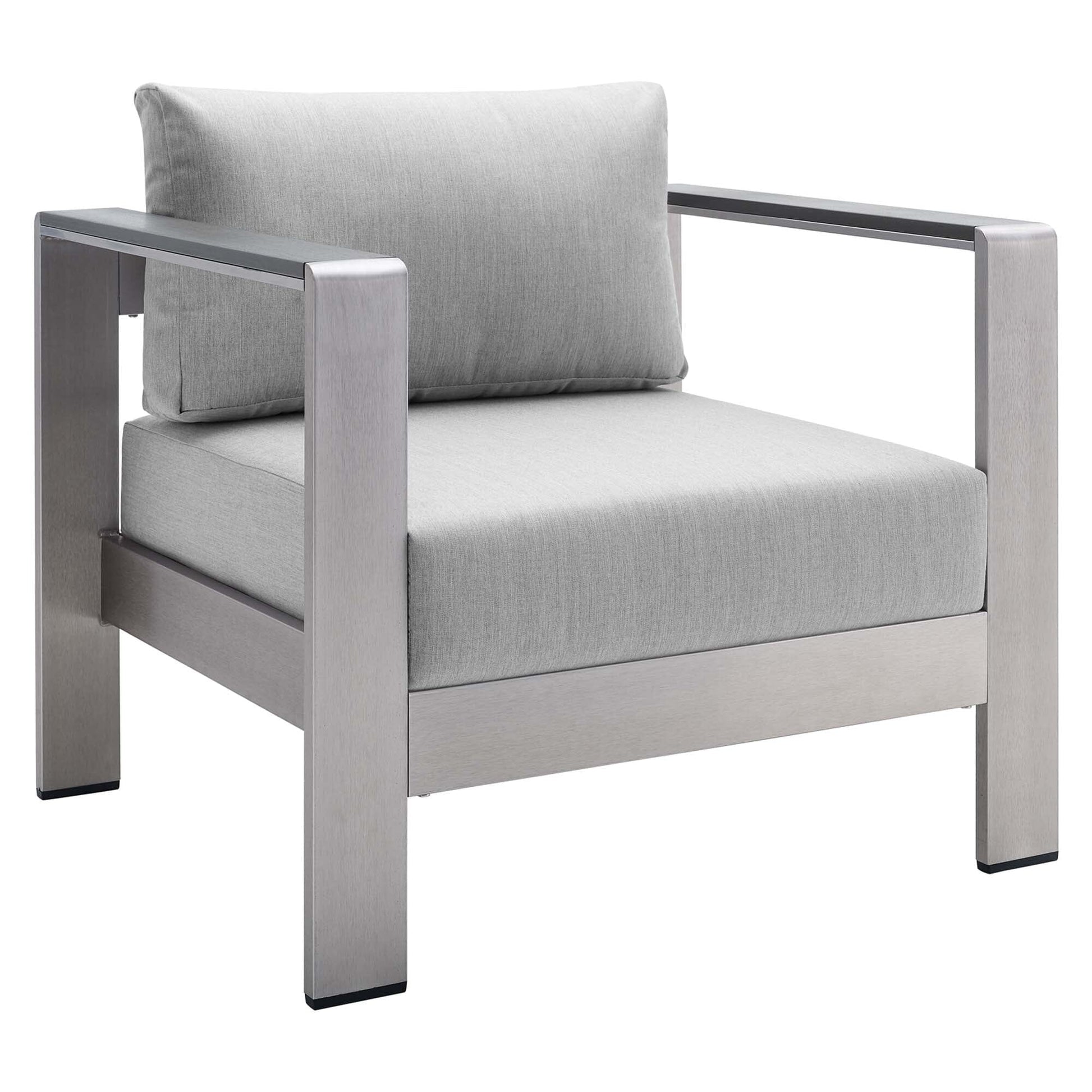 Shore Aluminum 4-Piece Patio Conversation Set - Silver Gray by Modway Conversation Set Modway 