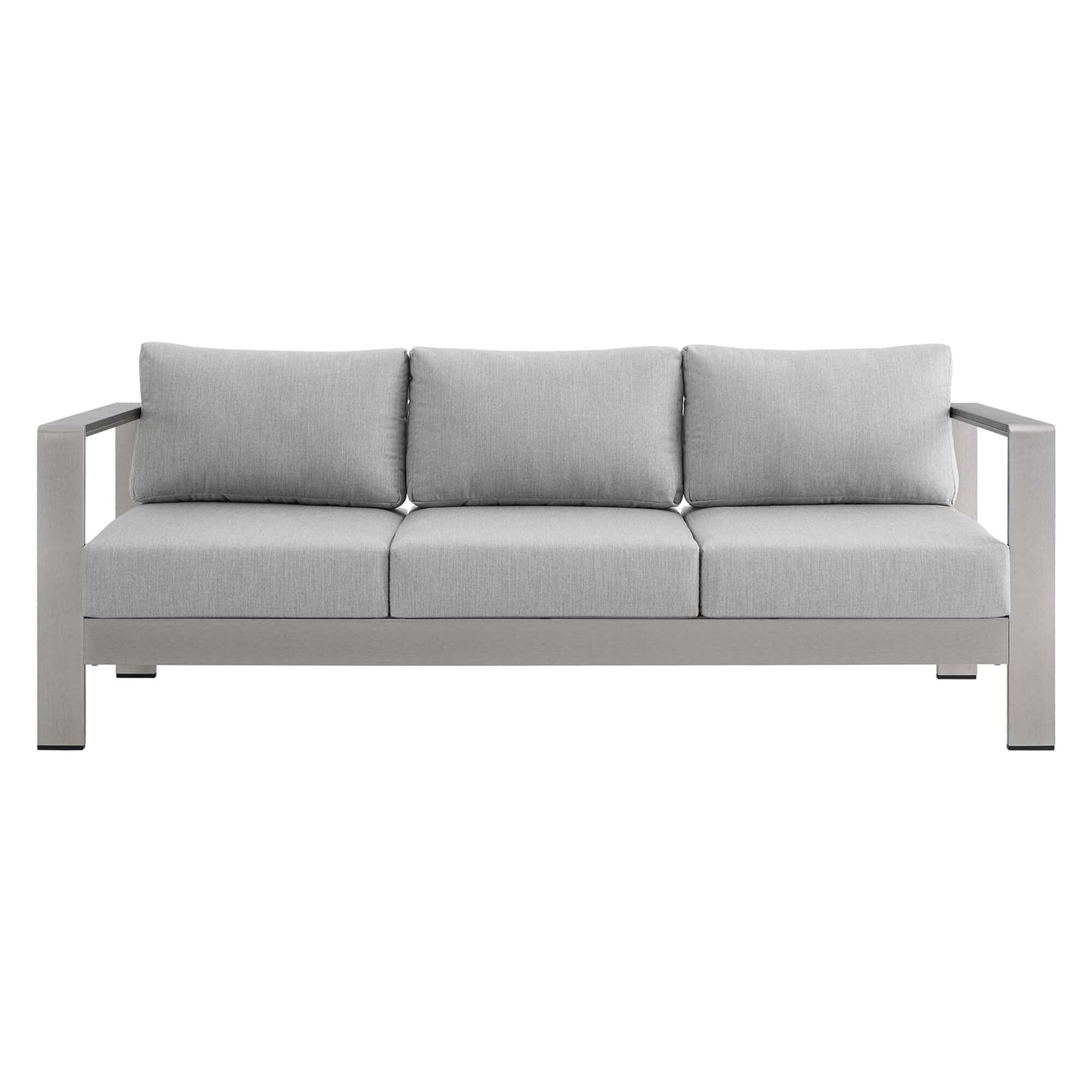 Shore Aluminum 4-Piece Patio Conversation Set - Silver Gray by Modway Conversation Set Modway 