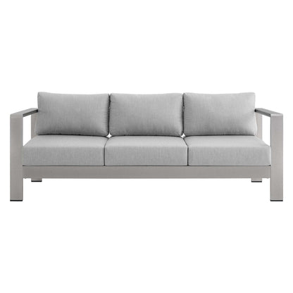 Shore Aluminum 4-Piece Patio Conversation Set - Silver Gray by Modway Conversation Set Modway 