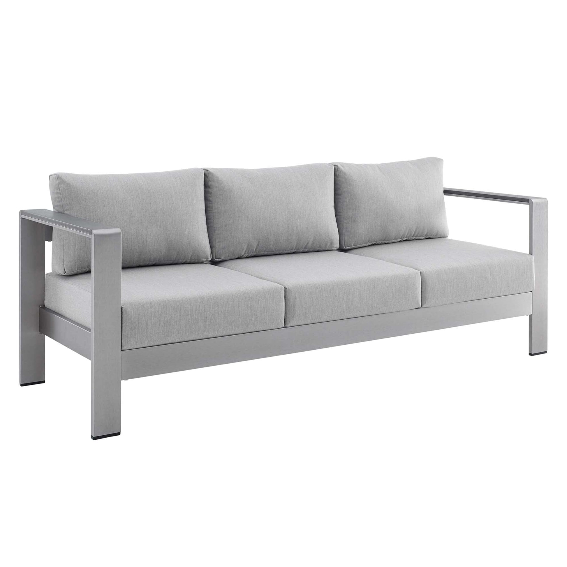 Shore Aluminum 4-Piece Patio Conversation Set - Silver Gray by Modway Conversation Set Modway 
