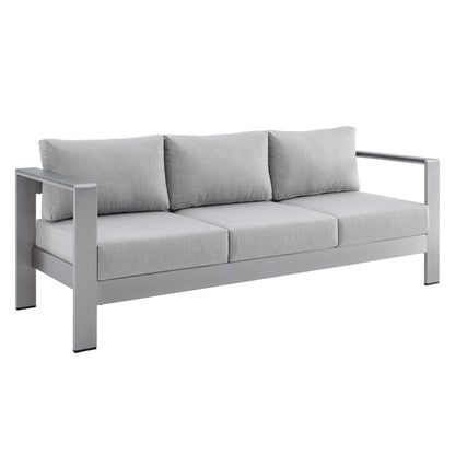 Shore Aluminum 4-Piece Patio Conversation Set - Silver Gray by Modway Conversation Set Modway 