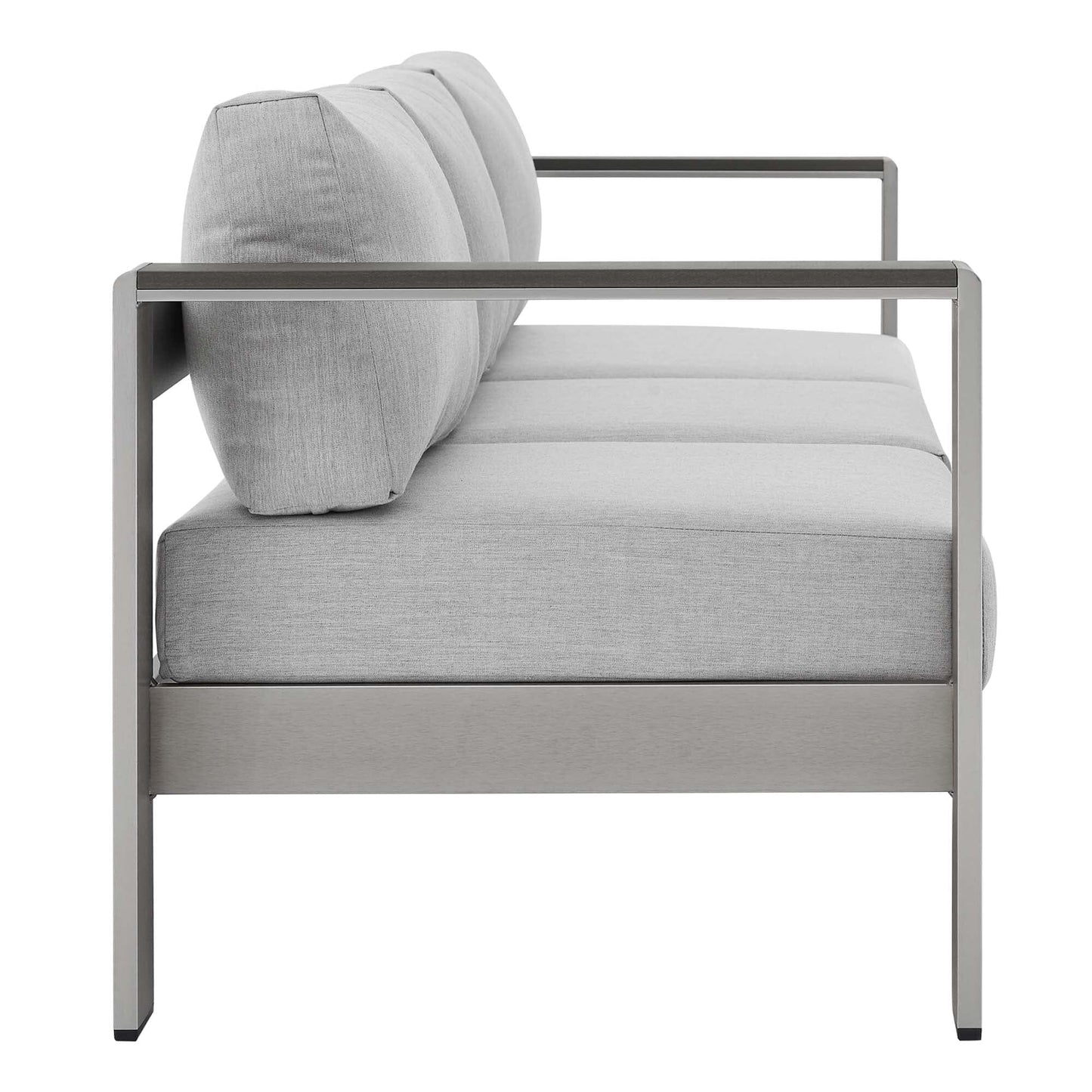 Shore Aluminum 4-Piece Patio Conversation Set - Silver Gray by Modway Conversation Set Modway 