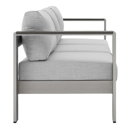 Shore Aluminum 4-Piece Patio Conversation Set - Silver Gray by Modway Conversation Set Modway 