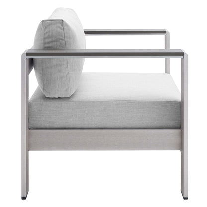 Shore Aluminum 4-Piece Patio Conversation Set - Silver Gray by Modway Conversation Set Modway 