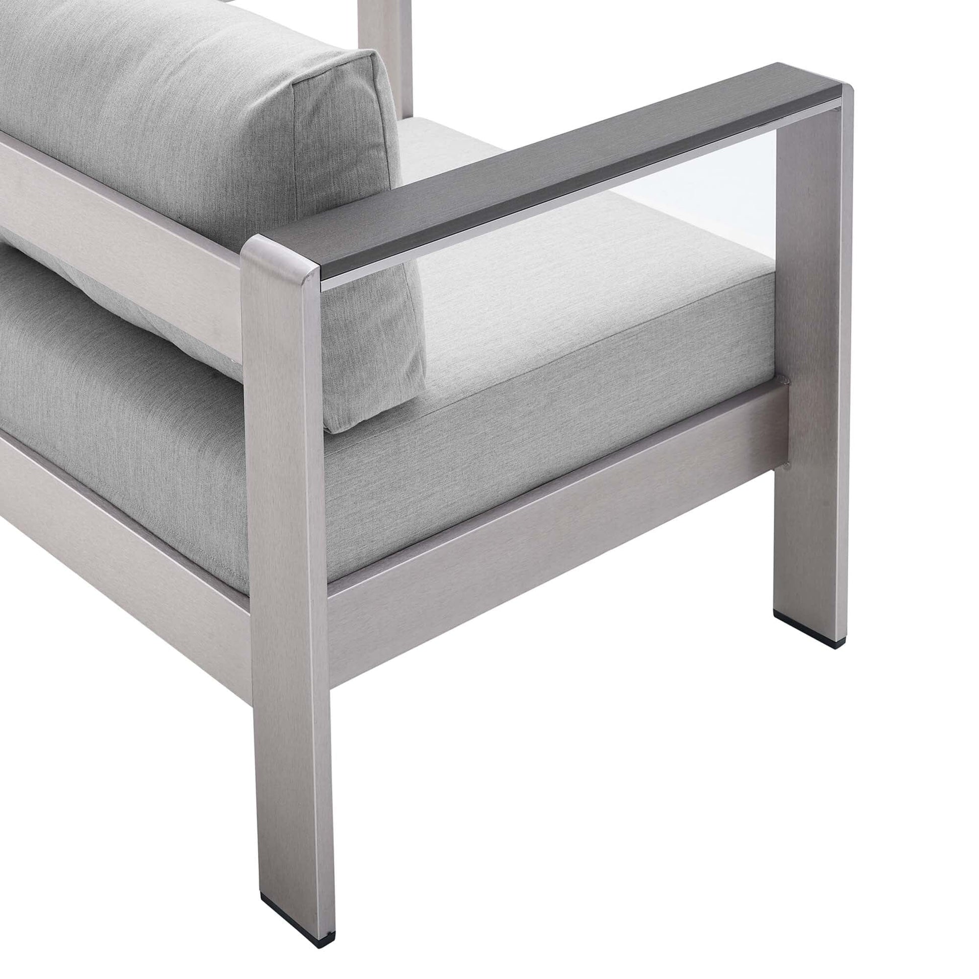 Shore Aluminum 4-Piece Patio Conversation Set - Silver Gray by Modway Conversation Set Modway 