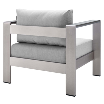 Shore Aluminum 4-Piece Patio Conversation Set - Silver Gray by Modway Conversation Set Modway 