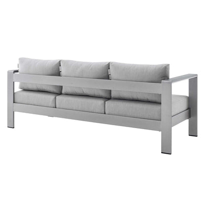 Shore Aluminum 4-Piece Patio Conversation Set - Silver Gray by Modway Conversation Set Modway 