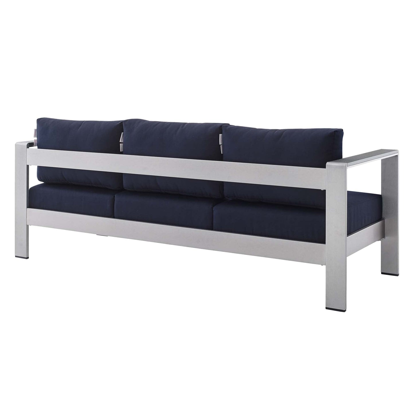 Shore Aluminum 4-Piece Patio Conversation Set - Silver Navy by Modway Conversation Set Modway 