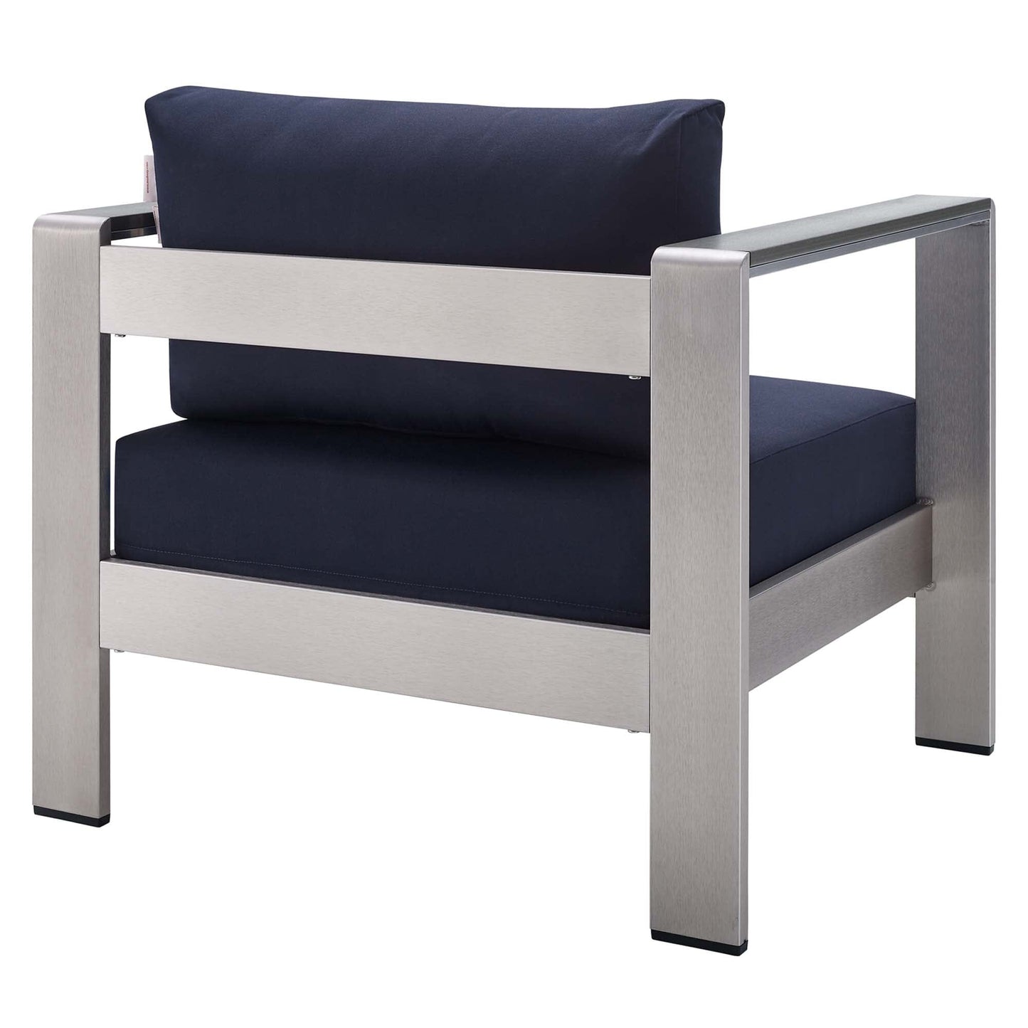 Shore Aluminum 4-Piece Patio Conversation Set - Silver Navy by Modway Conversation Set Modway 