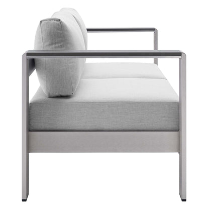 Shore Aluminum 4-Piece Patio Set - Silver Gray by Modway Conversation Set Modway 