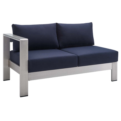 Shore Aluminum 5-Piece Sectional Sofa Set - Silver Navy by Modway Sectional Set Modway 