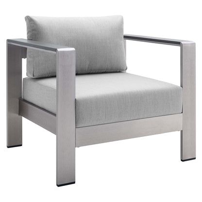 Shore Aluminum 7-Piece Patio Conversation Set - Silver Gray by Modway Conversation Set Modway 